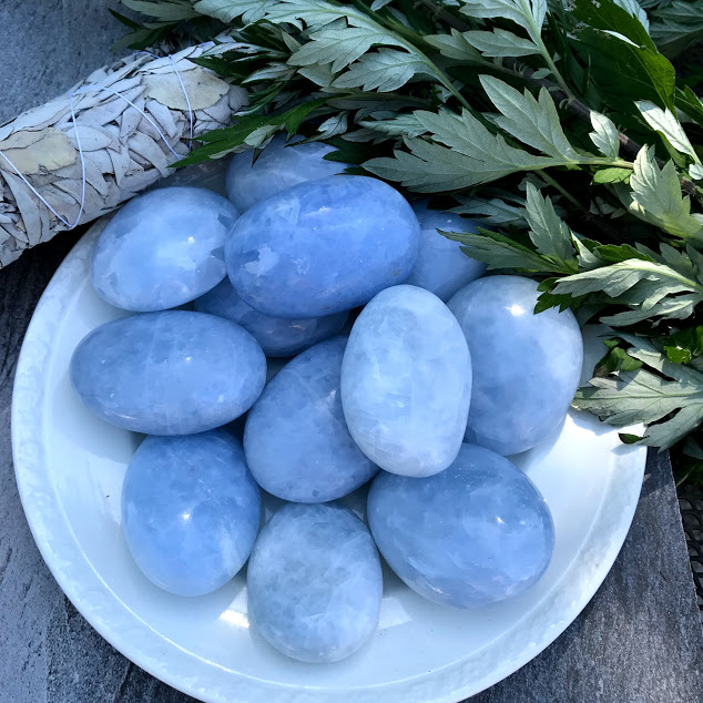 Blue Calcite Palm Stone – Breathe Inspiring Gifts