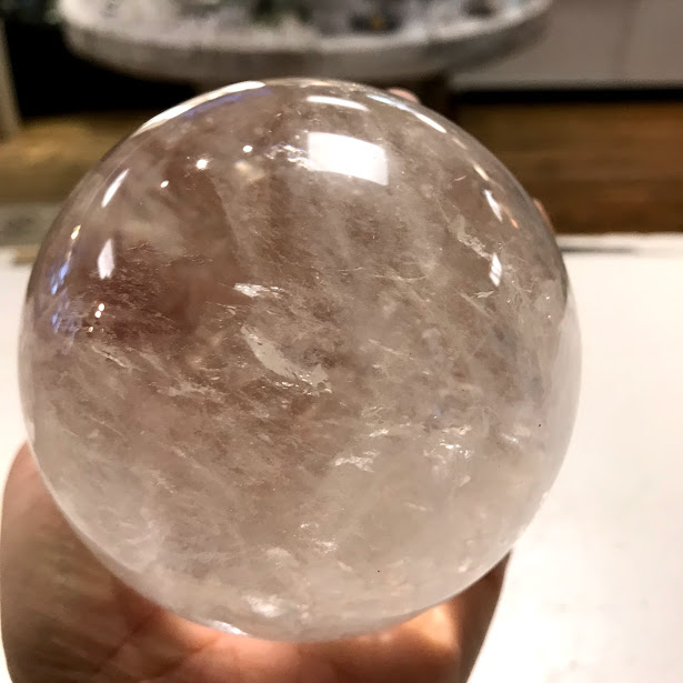 Shivansh Creations 40-50mm Natural Gemstone Sphere Ball Aura Balancing Metaphysical Ball ~ No Stand Rose Quartz 